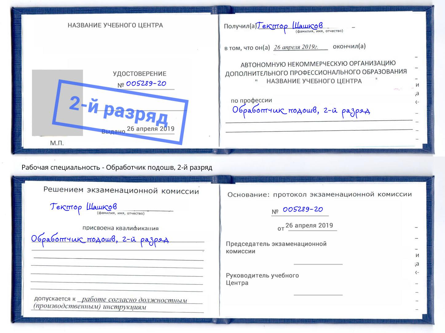 корочка 2-й разряд Обработчик подошв Усть-Джегута