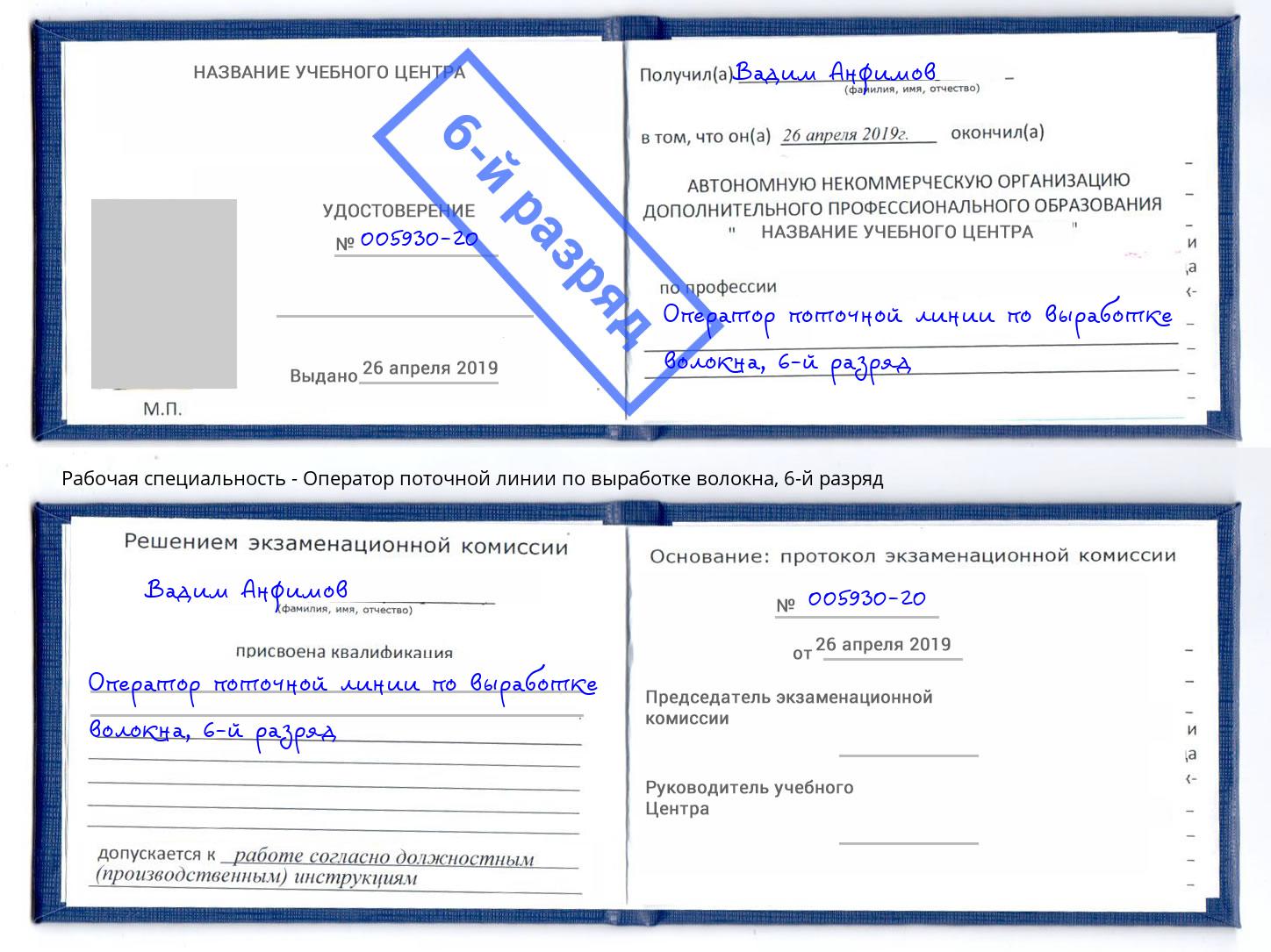 корочка 6-й разряд Оператор поточной линии по выработке волокна Усть-Джегута